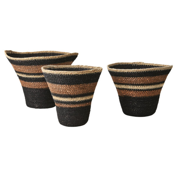 MADIBA Korg, set om 3, Svart/brun/beige